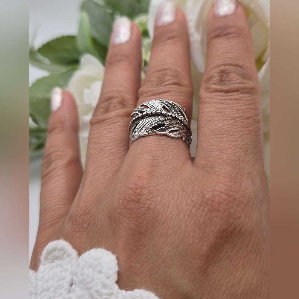 🥰 CURVY FEATHER RING - Picture 2 of 10